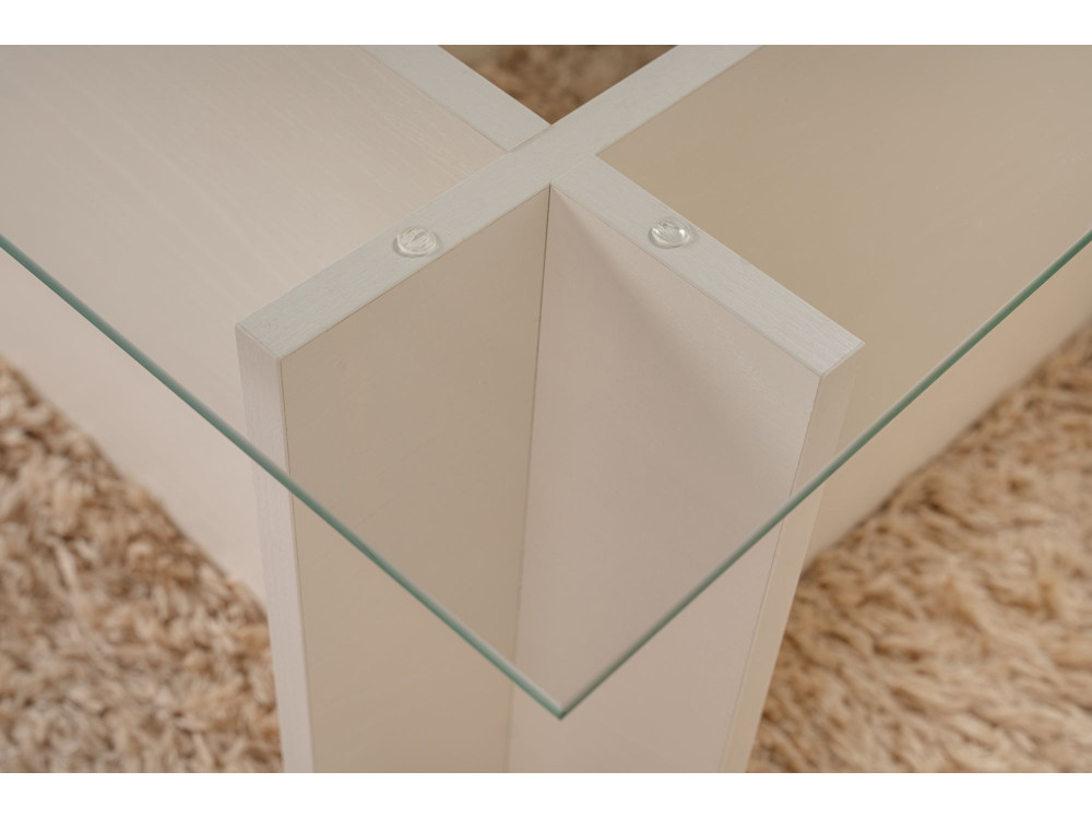 Mesa de centro em vidro "Vetrino" 105 x 65 x 40 cm - Madeira branca