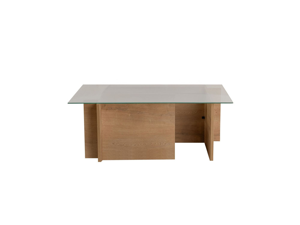 Mesa de centro em vidro "Vetrino" 105 x 65 x 40 cm - Carvalho mel