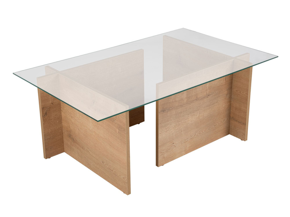 Mesa de centro em vidro "Vetrino" 105 x 65 x 40 cm - Carvalho mel