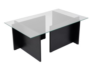 Mesa de centro de vidro "Vetrino" 105 x 65 x 40 cm - Madeira preta