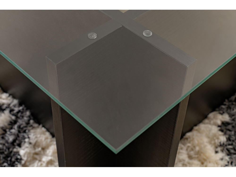 Mesa de centro de vidro "Vetrino" 105 x 65 x 40 cm - Madeira preta