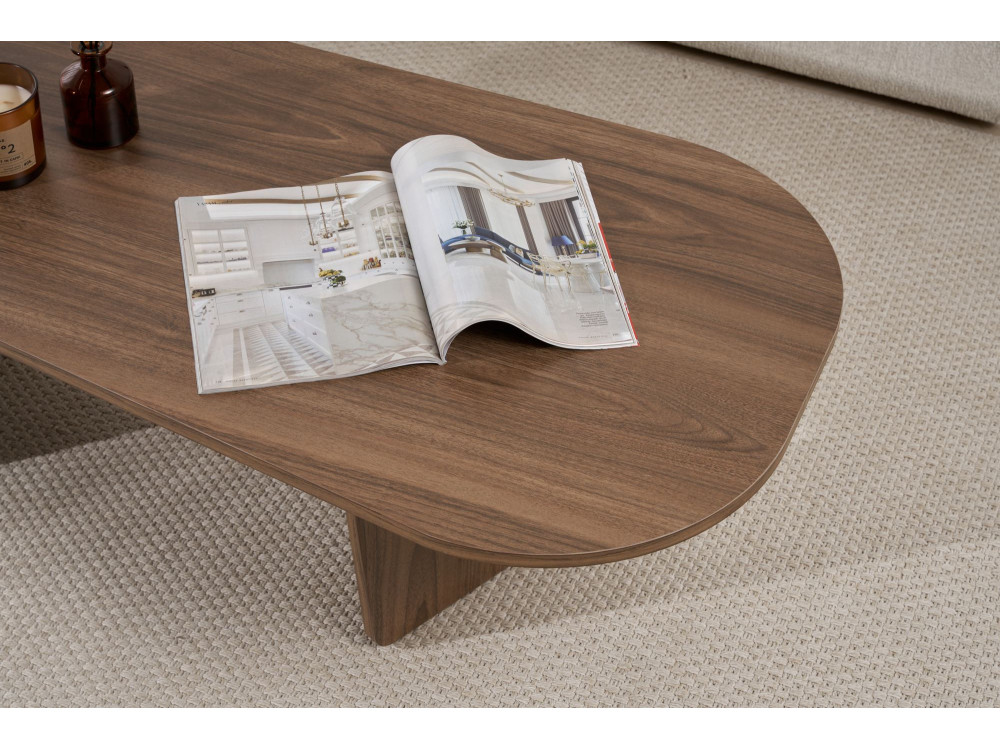 Mesa de centro em madeira "Ovalis" - 130 x 65 x 40 cm - Nogueira