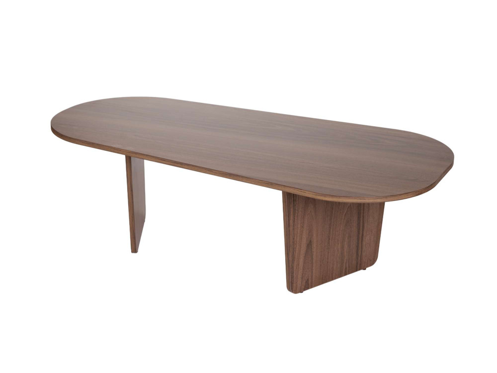 Mesa de centro em madeira "Ovalis" - 130 x 65 x 40 cm - Nogueira