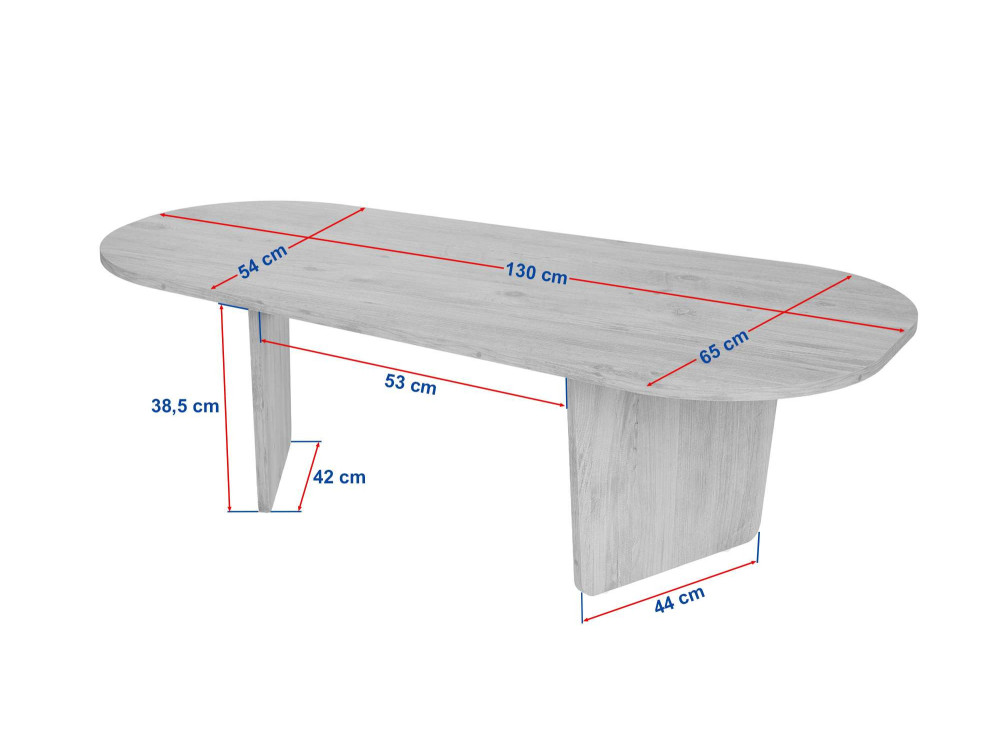 Mesa de centro em madeira "Ovalis" - 130 x 65 x 40 cm - Nogueira