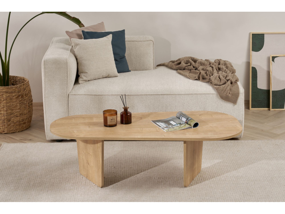 Mesa de centro em madeira "Ovalis" - 130 x 65 x 40 cm - Carvalho