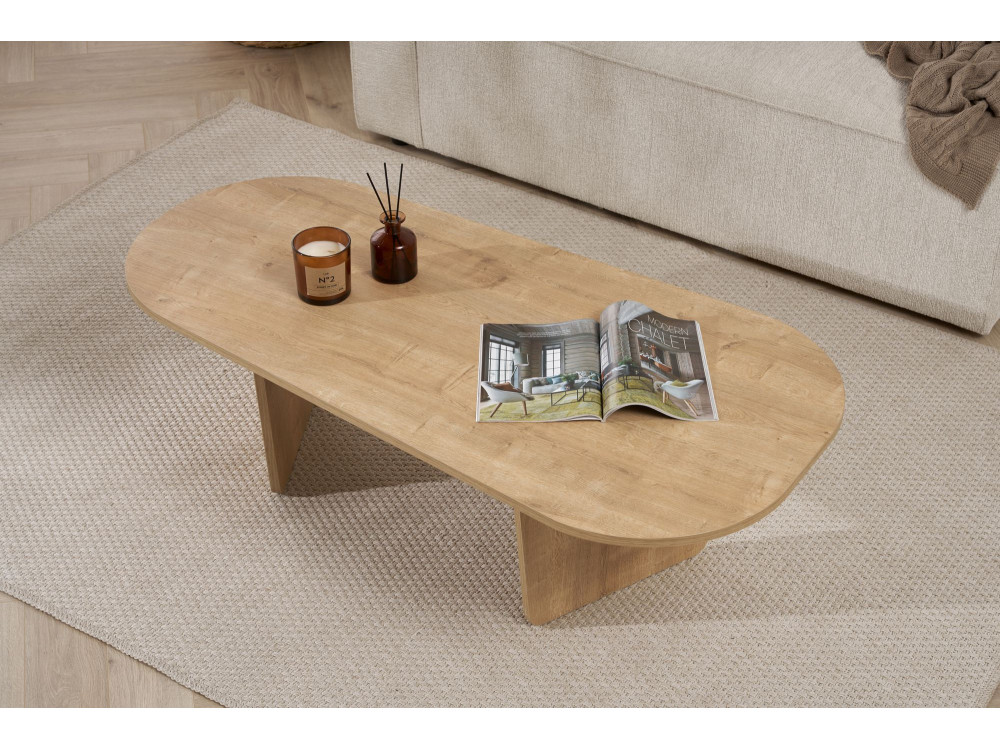 Mesa de centro em madeira "Ovalis" - 130 x 65 x 40 cm - Carvalho