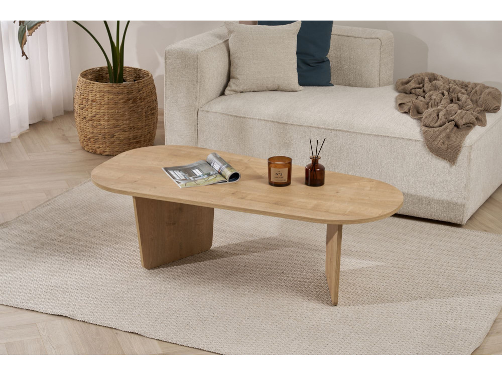 Mesa de centro em madeira "Ovalis" - 130 x 65 x 40 cm - Carvalho