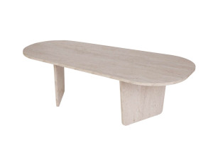 Mesa de centro em madeira "Ovalis" - 130 x 65 x 40 cm - Travertino