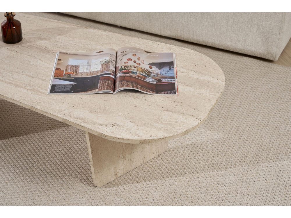 Mesa de centro em madeira "Ovalis" - 130 x 65 x 40 cm - Travertino