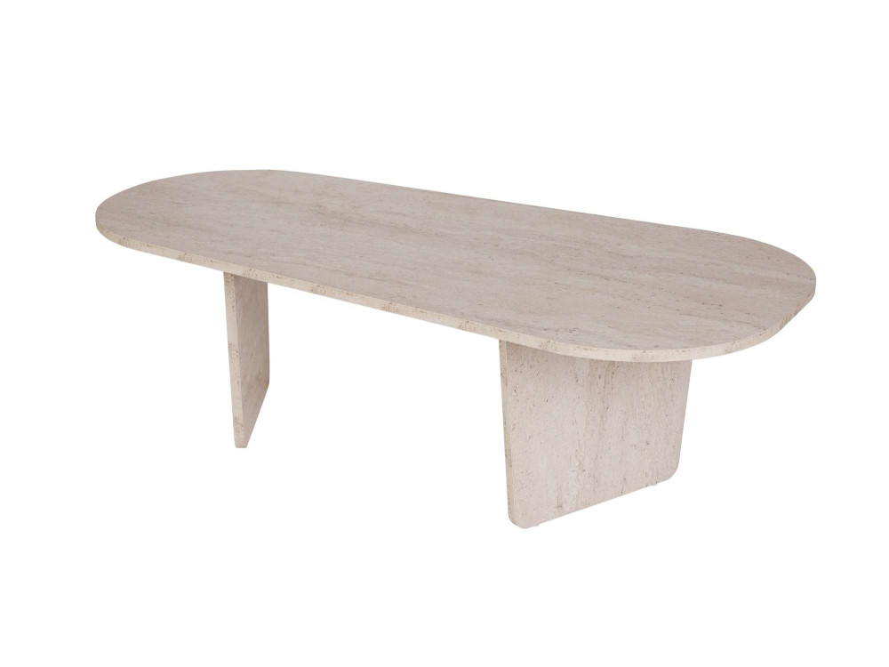 Mesa de centro em madeira "Ovalis" - 130 x 65 x 40 cm - Travertino