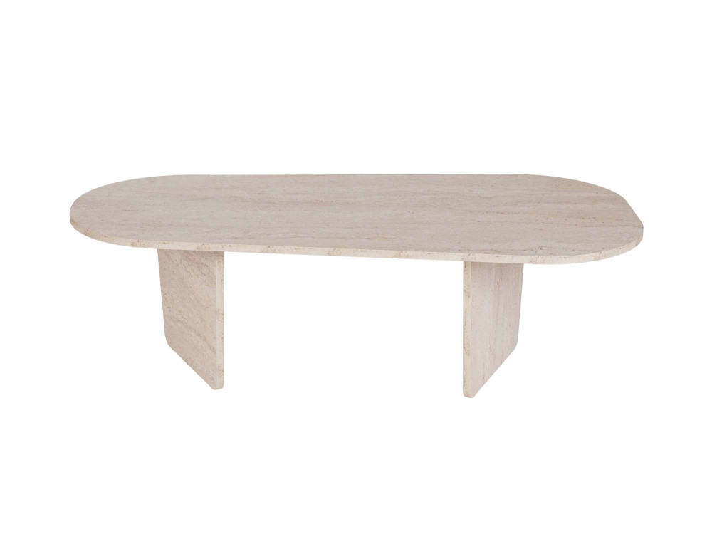Mesa de centro em madeira "Ovalis" - 130 x 65 x 40 cm - Travertino