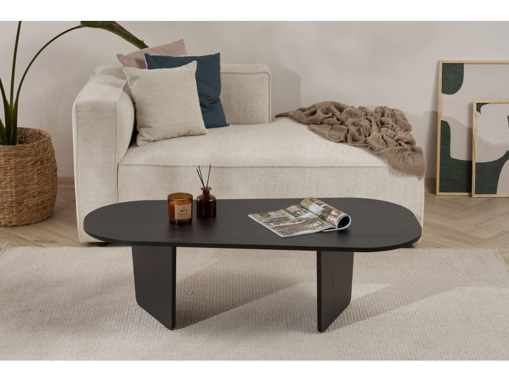 Mesa de centro de madeira "Ovalis" - 130 x 65 x 40 cm - Madeira preta