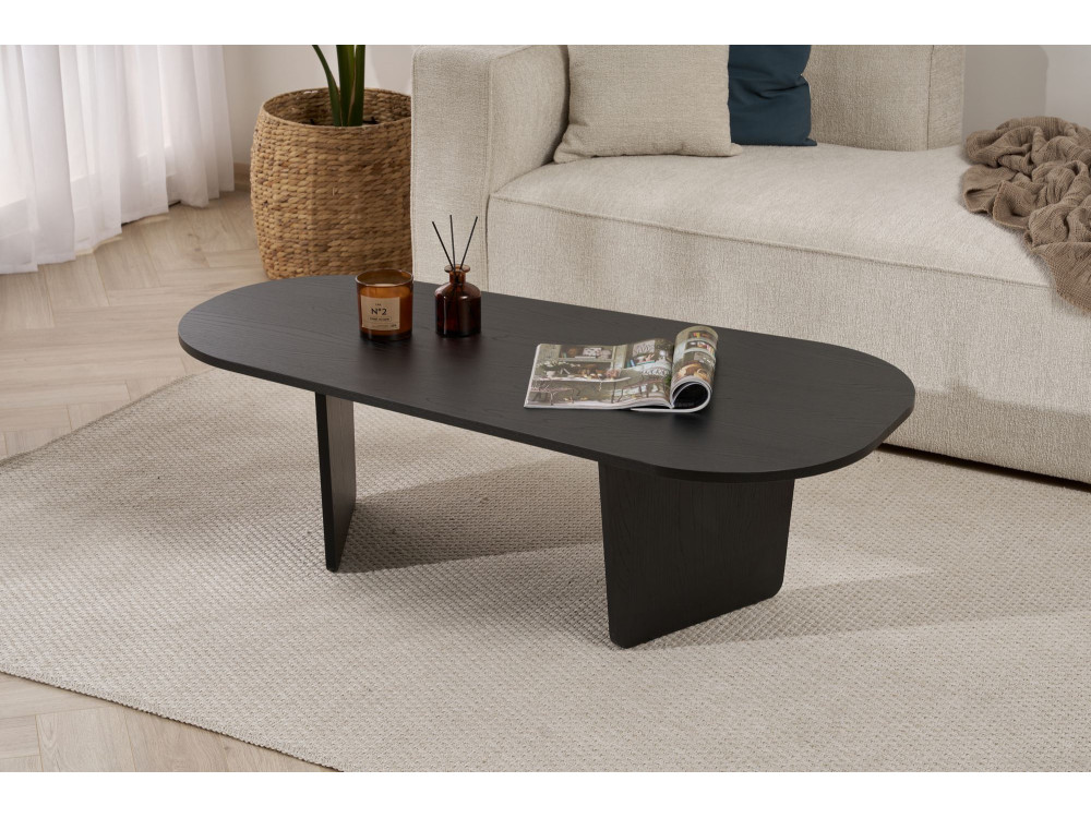 Mesa de centro de madeira "Ovalis" - 130 x 65 x 40 cm - Madeira preta