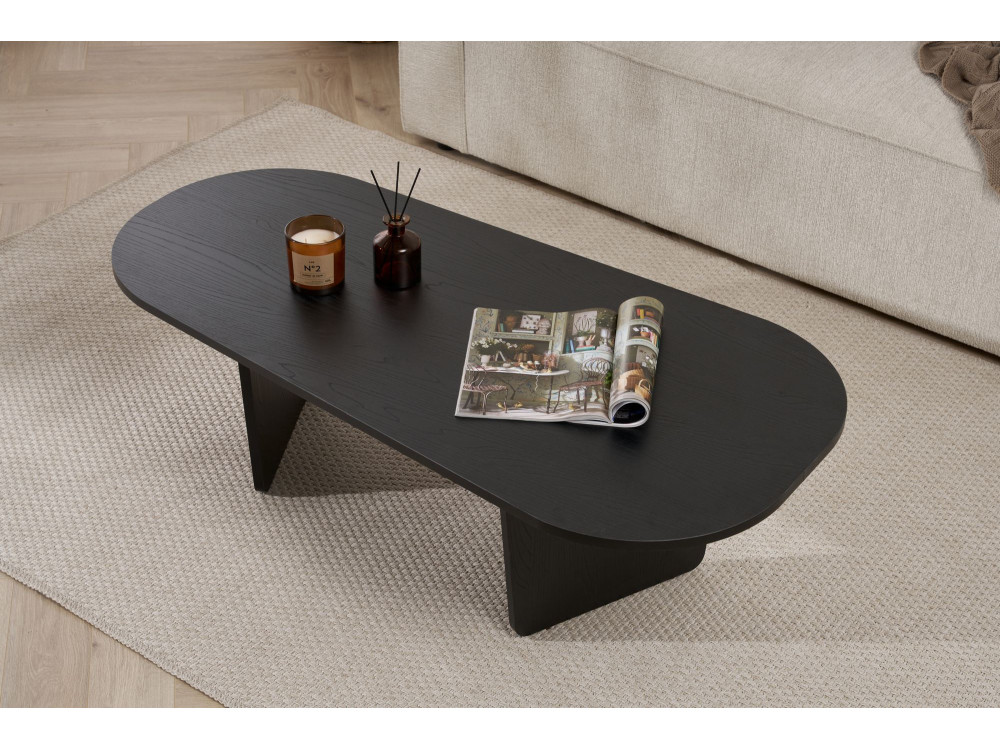 Mesa de centro de madeira "Ovalis" - 130 x 65 x 40 cm - Madeira preta