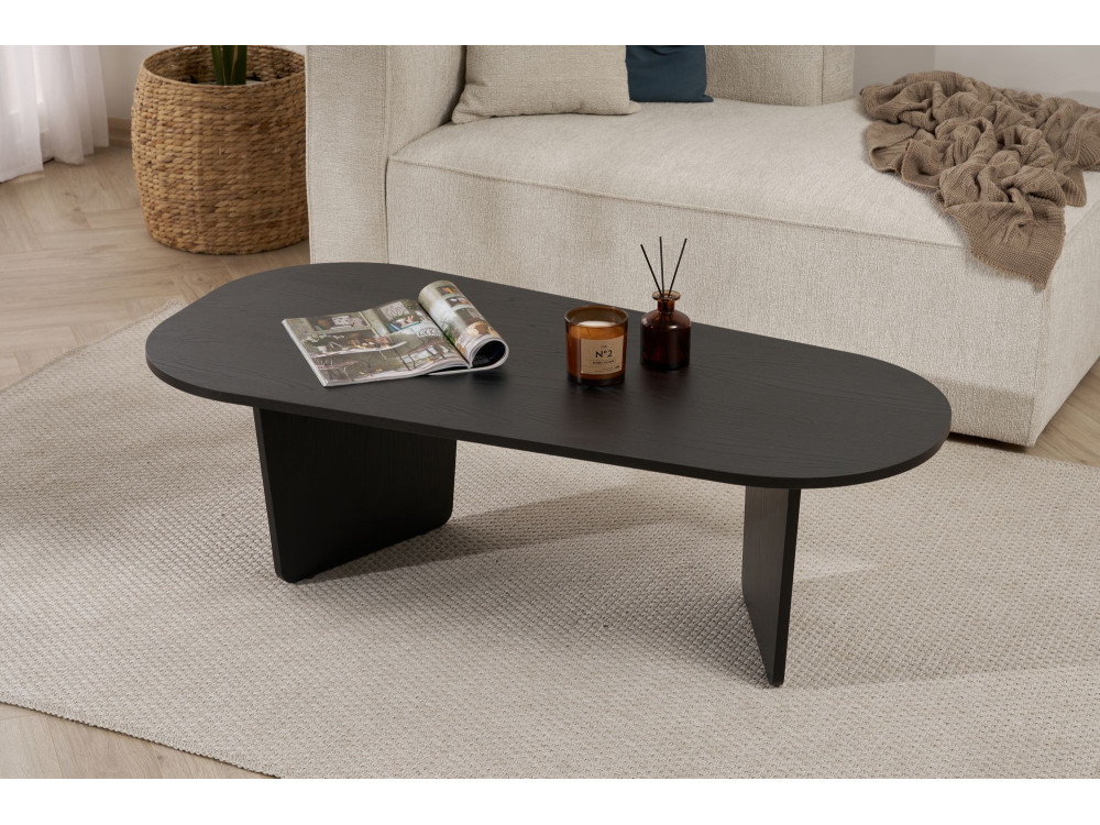 Mesa de centro de madeira "Ovalis" - 130 x 65 x 40 cm - Madeira preta