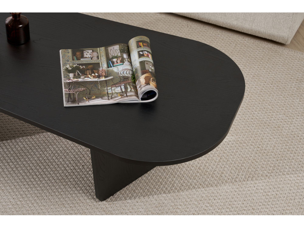 Mesa de centro de madeira "Ovalis" - 130 x 65 x 40 cm - Madeira preta