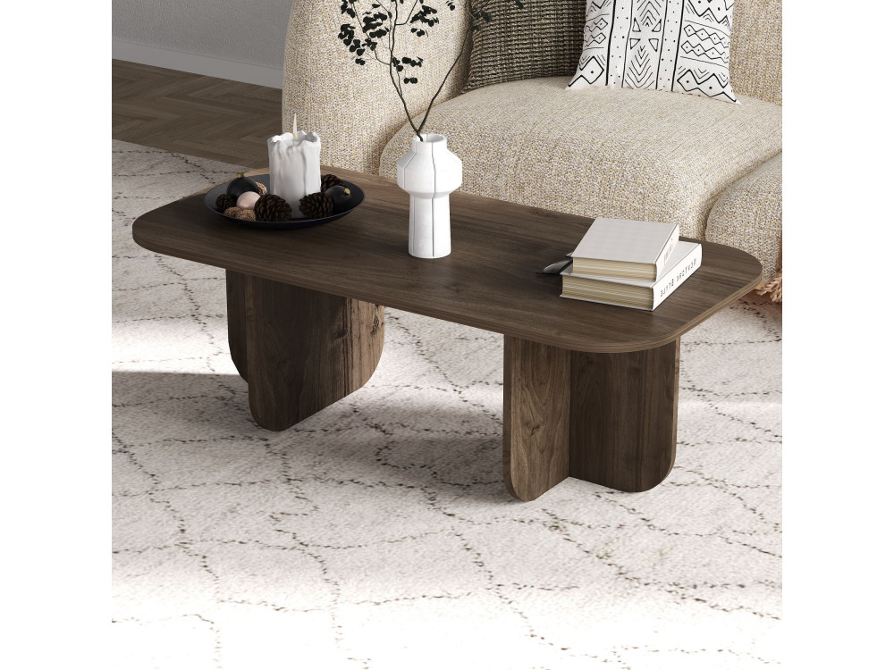 Mesa de centro em madeira "Becaj" - 120 x 60 x 41 cm - Nogueira