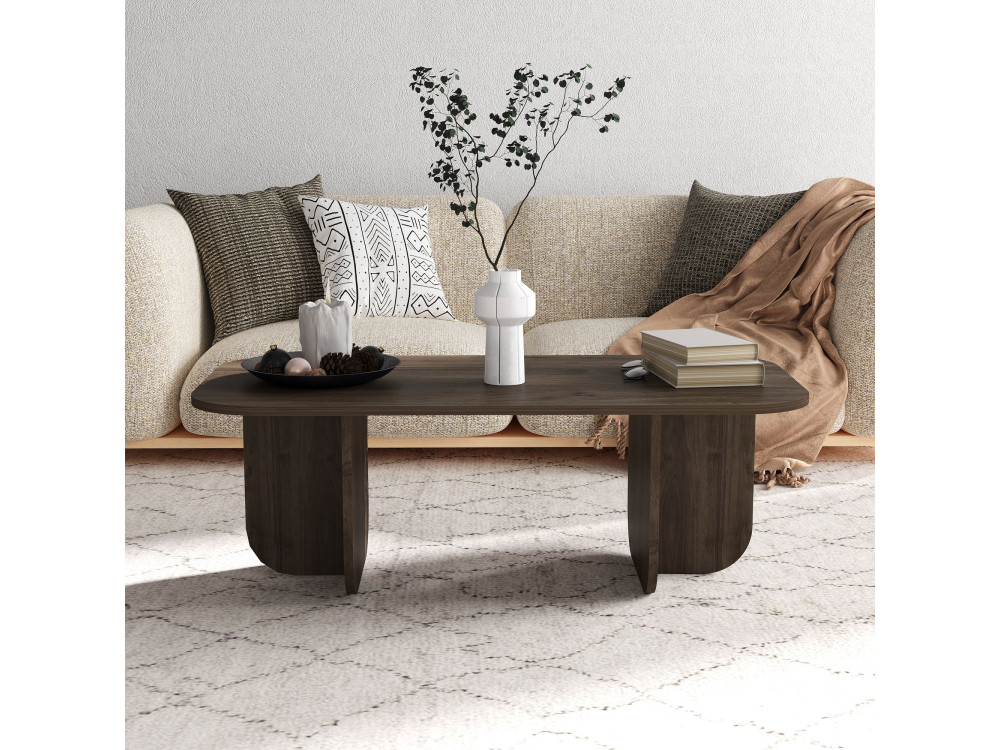 Mesa de centro em madeira "Becaj" - 120 x 60 x 41 cm - Nogueira