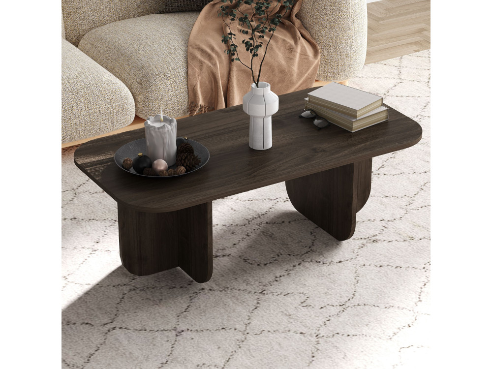 Mesa de centro em madeira "Becaj" - 120 x 60 x 41 cm - Nogueira