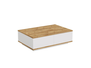 Mesa de centro em madeira "FR14" - 90 x 60 x 28 cm - Pinho AtlânticoBranco