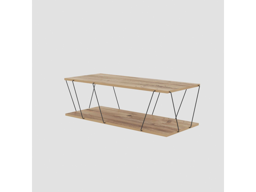 Mesa de centro em madeira "Zisino" - 120 x 50 x 30 cm - Castanho