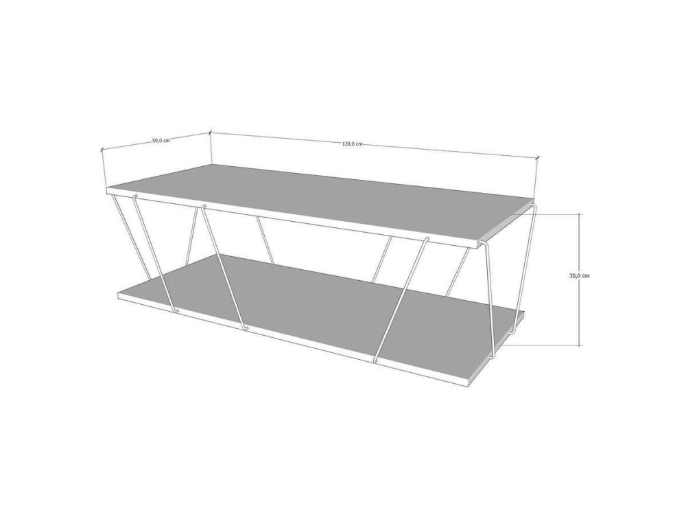 Mesa de centro em madeira "Zisino" - 120 x 50 x 30 cm - Cinzento antracite