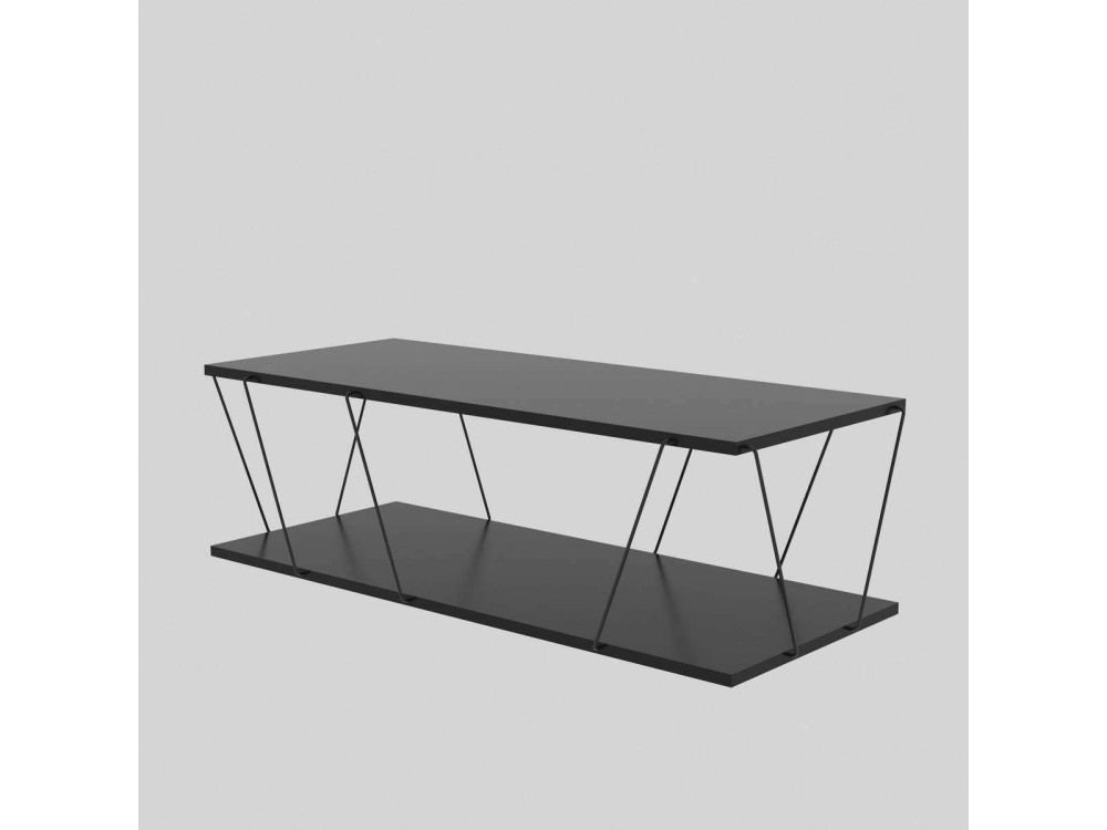 Mesa de centro em madeira "Zisino" - 120 x 50 x 30 cm - Cinzento antracite