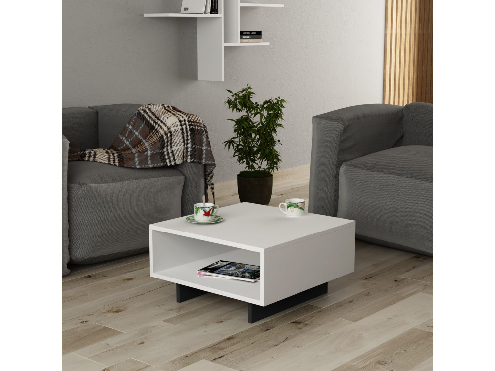Mesa de centro de madeira "Hola" - 60 x 60 x 32 cm - Branco