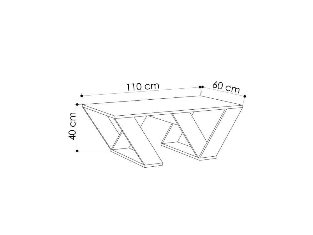Mesa de centro de madeira "Pipra" - 110 x 60 x 40 cm - Branco