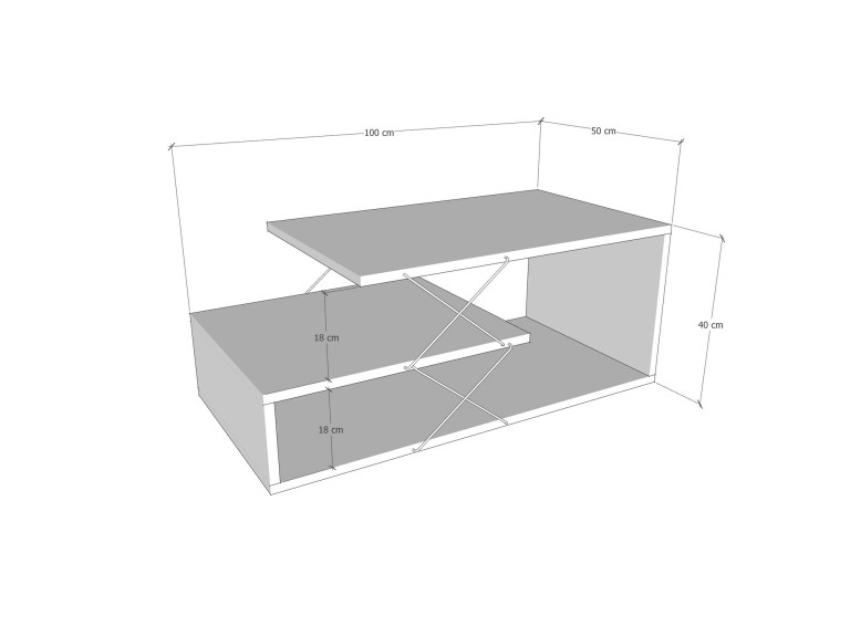Mesa de centro em madeira "Cayenne" - 100 x 50 x 40 cm - Branco