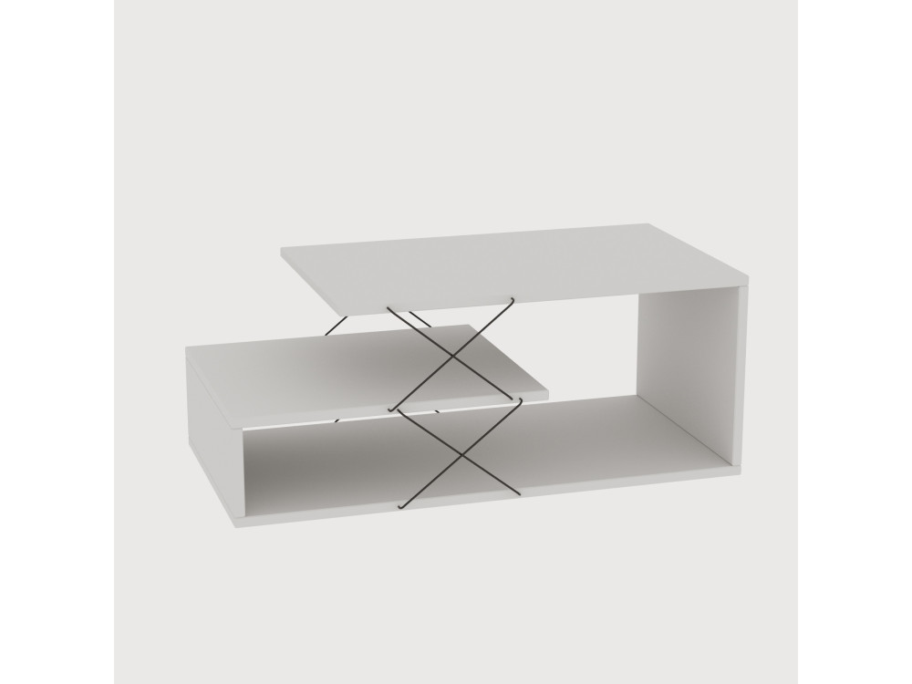 Mesa de centro em madeira "Cayenne" - 100 x 50 x 40 cm - Branco