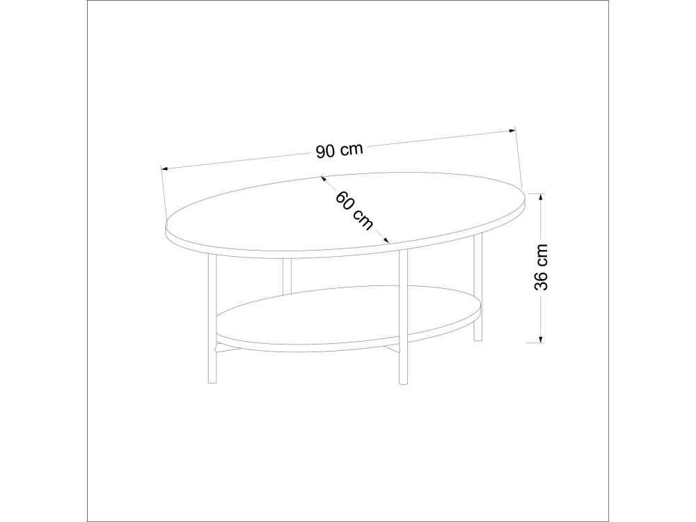 Mesa de centro em madeira "Elis" - 90 x 60 x 36 cm - Carvalho branco