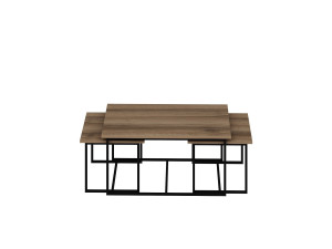Mesa de encaixe de madeira "Levada" (3 peças) - 90 x 60 x 42 cm - Nogueira