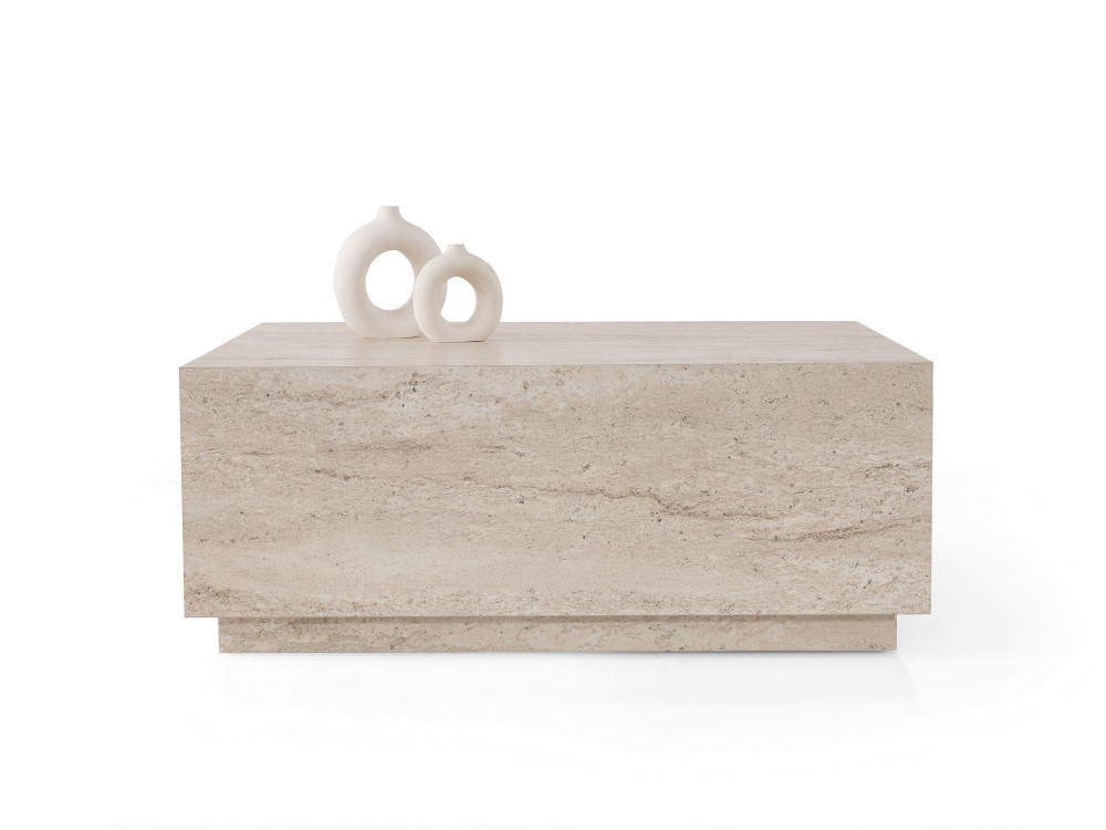 Mesa de centro em madeira "Lizbon" - 90 x 90 x 35 cm - Travertino