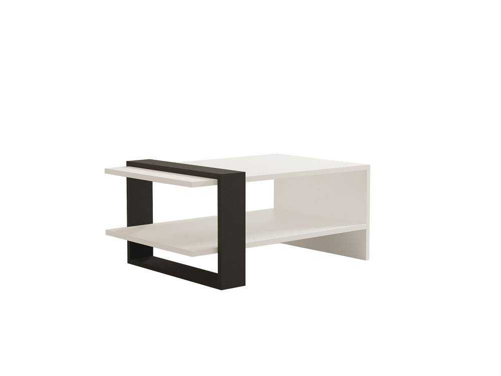 Mesa de centro em madeira "Funda" - 80 x 55 x 35 cm - AntraciteBranco
