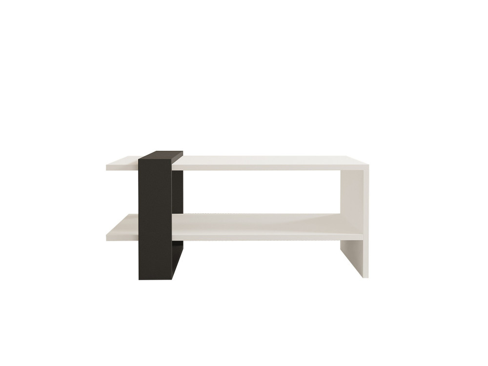 Mesa de centro em madeira "Funda" - 80 x 55 x 35 cm - AntraciteBranco