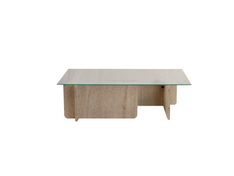 Mesa de centro em madeira "Flavio" - 105 x 65 x 30 cm - Travertino