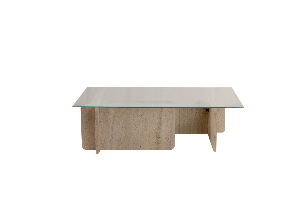 Mesa de centro em madeira "Flavio" - 105 x 65 x 30 cm - Travertino