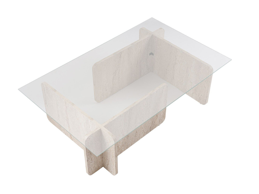 Mesa de centro em madeira "Flavio" - 105 x 65 x 30 cm - Travertino