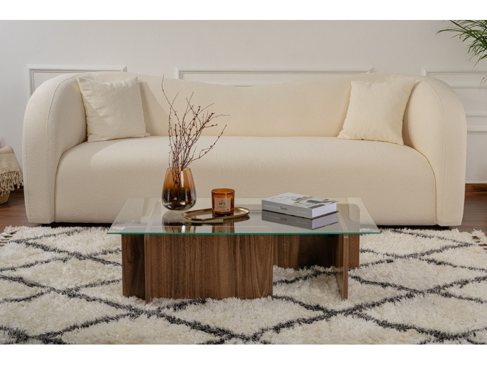 Mesa de centro em madeira "Flavio" - 105 x 65 x 30 cm - Nogueira