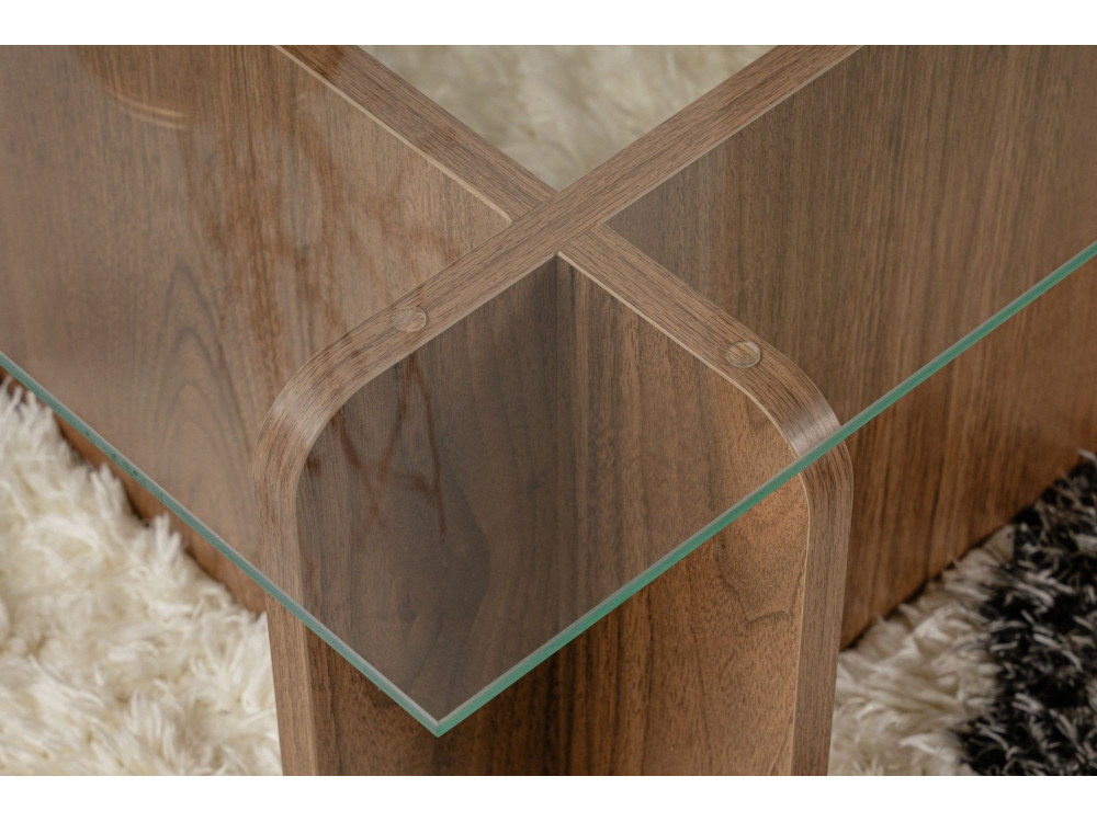 Mesa de centro em madeira "Flavio" - 105 x 65 x 30 cm - Nogueira