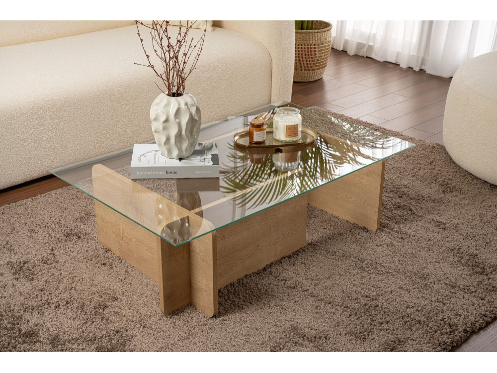Mesa de centro em madeira "Flavio" - 105 x 65 x 30 cm - Carvalho