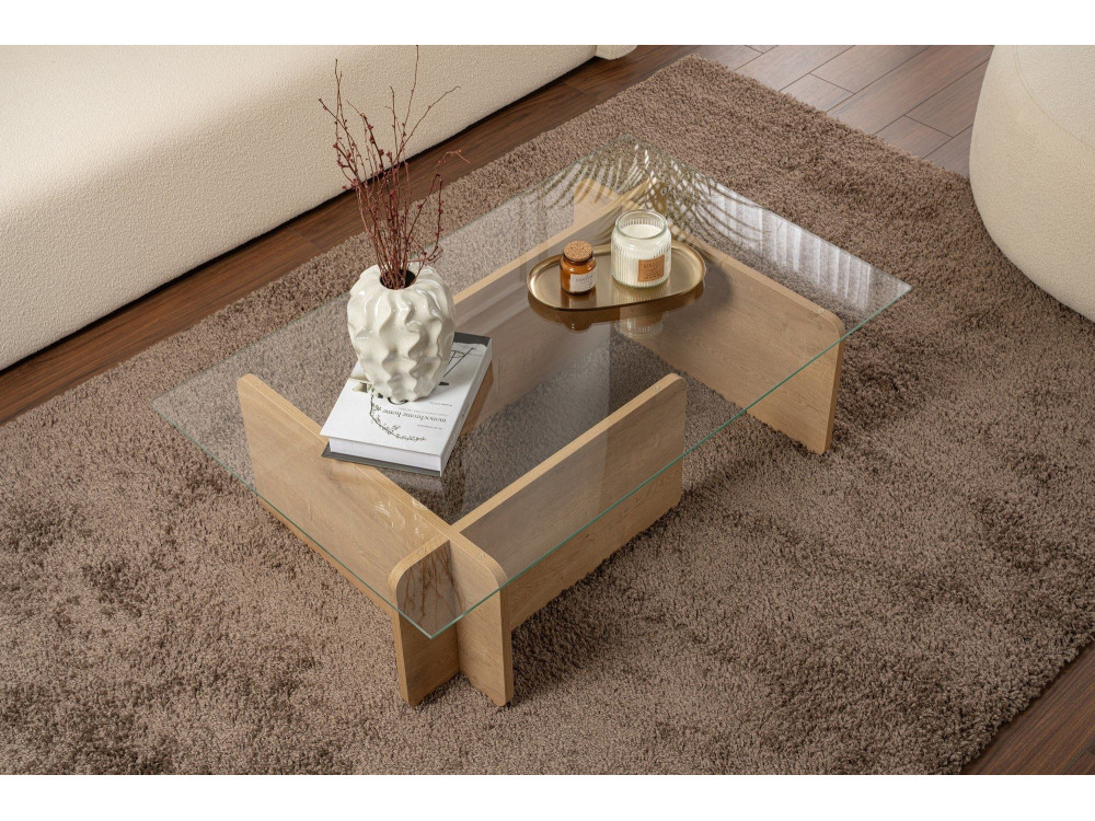 Mesa de centro em madeira "Flavio" - 105 x 65 x 30 cm - Carvalho