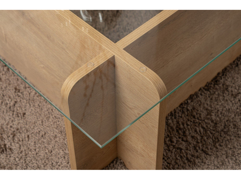 Mesa de centro em madeira "Flavio" - 105 x 65 x 30 cm - Carvalho