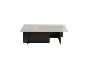 Mesa de centro de vidro "Flavio" 105 x 65 x 30 cm - Madeira preta