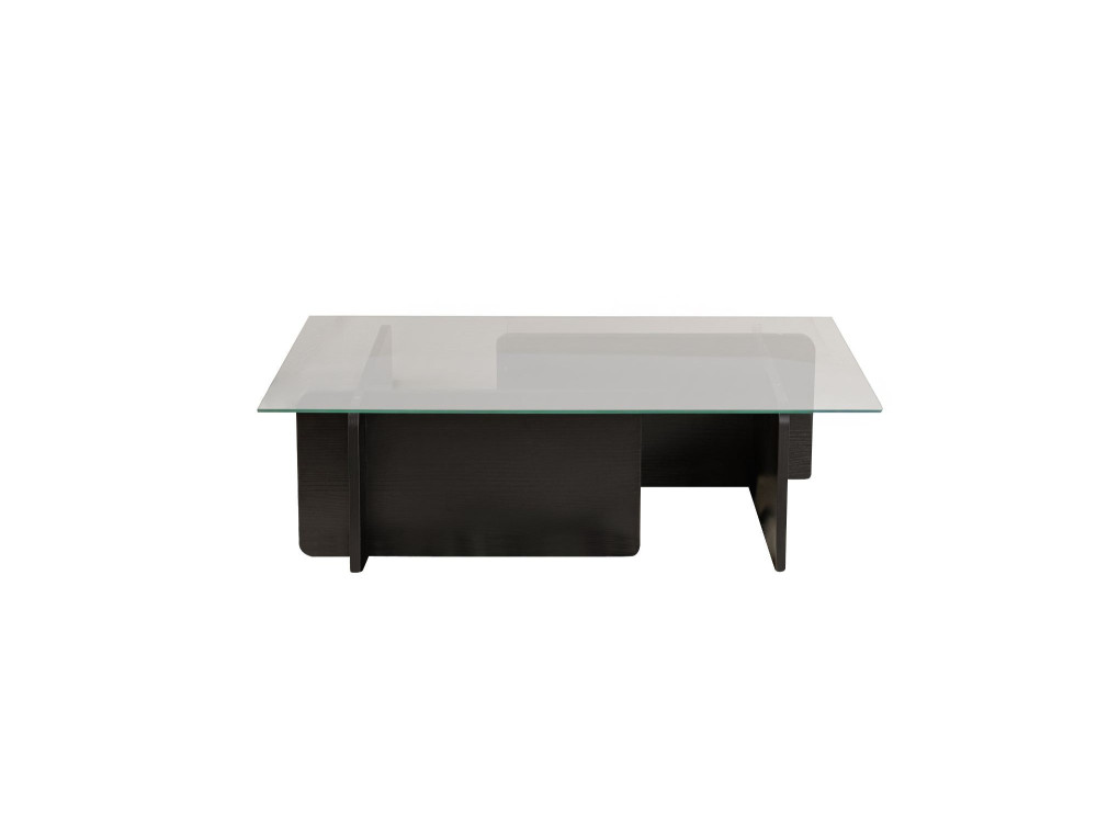 Mesa de centro de vidro "Flavio" 105 x 65 x 30 cm - Madeira preta