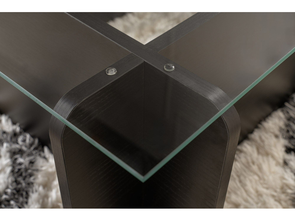 Mesa de centro de vidro "Flavio" 105 x 65 x 30 cm - Madeira preta