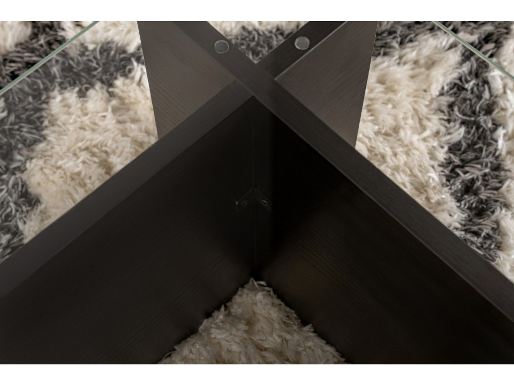 Mesa de centro de vidro "Flavio" 105 x 65 x 30 cm - Madeira preta
