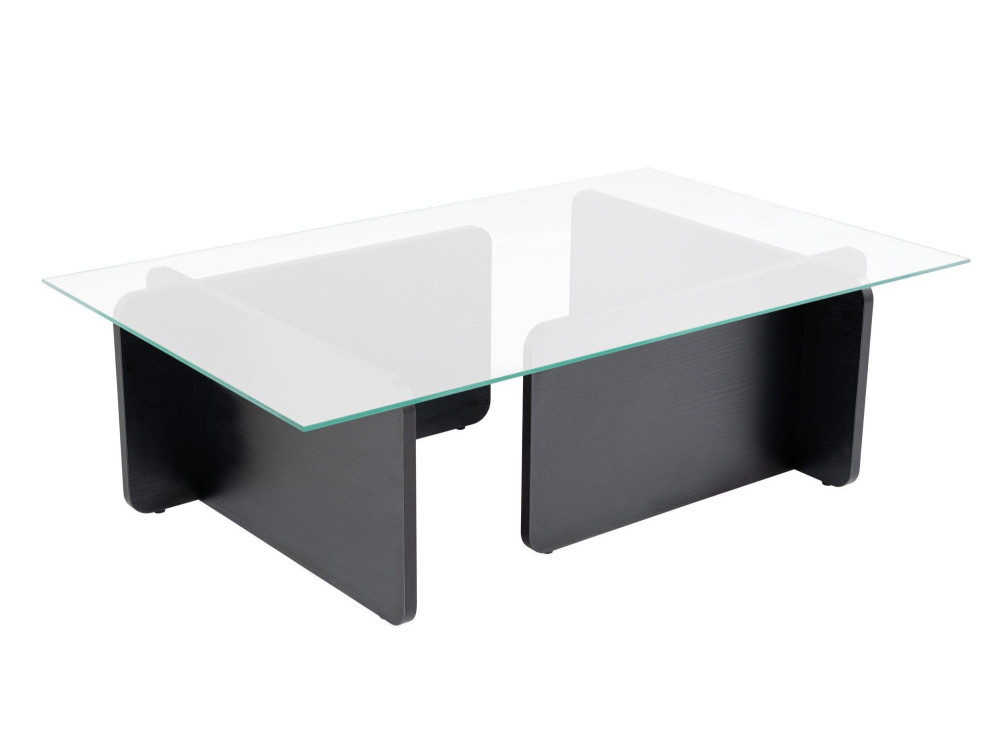 Mesa de centro de vidro "Flavio" 105 x 65 x 30 cm - Madeira preta