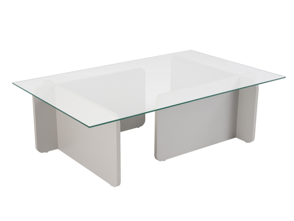 Mesa de centro em vidro "Flavio" 105 x 65 x 30 cm - Cinzento